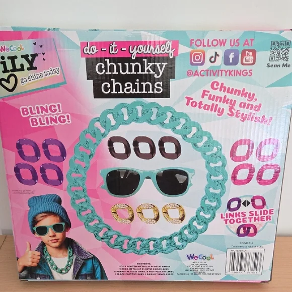WeCool DIY Chunky Chains Kit - Teal & Pink Accents...ages 6+ - Picture 3 of 4
